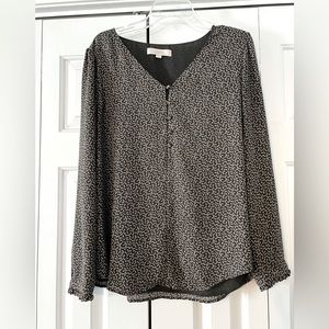 LOFT olive green blouse with button detail. Size large